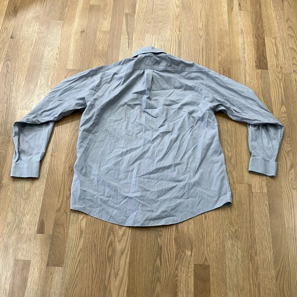 Jos. A. Bank Men’s Traveler’s Collection Gray White Cotton Button Down Shirt Top